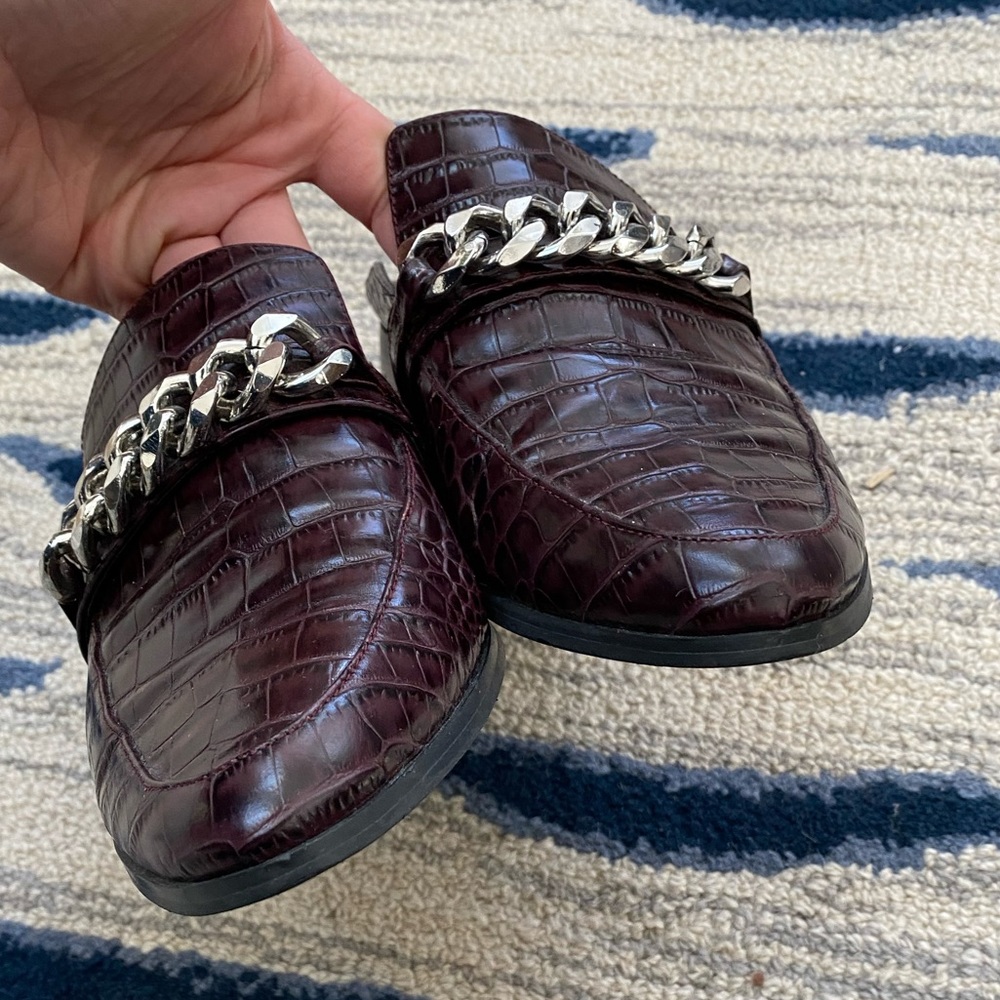 Steven Swanki Mule Croc Chainlink Mule Burgundy 9… - image 5